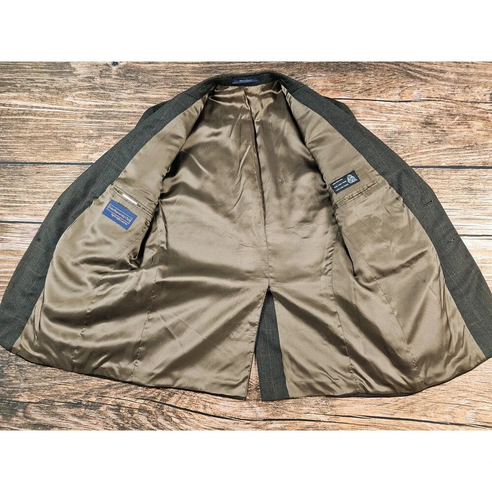 Polo University Mens 40S Brown Widowpane 2-Btn Blazer Jacket Sport Coat Wool EUC - Picture 6 of 12